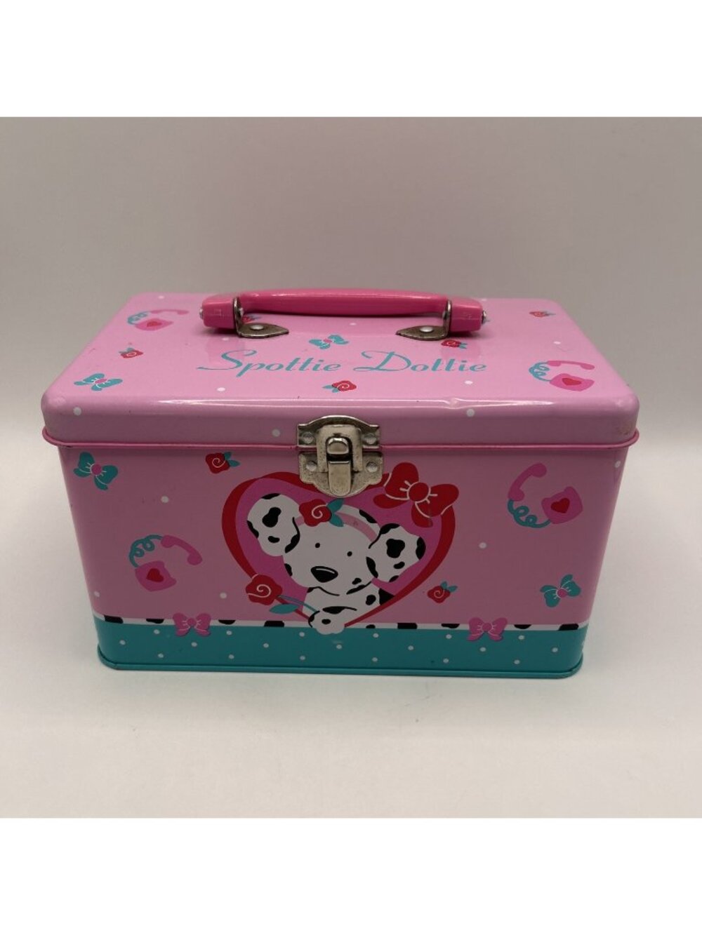 Sanrio 1993 Spottie Dottie Metal Tin Trinket Box Dog Pink Container Rare Vintage - Picture 1 of 16
